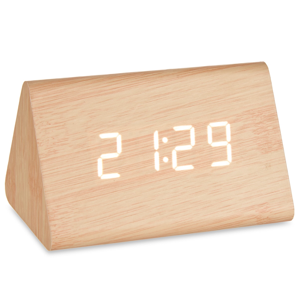 Zegarek elektroniczny z MDF, LED, na baterie, na USB, kolor brązowy