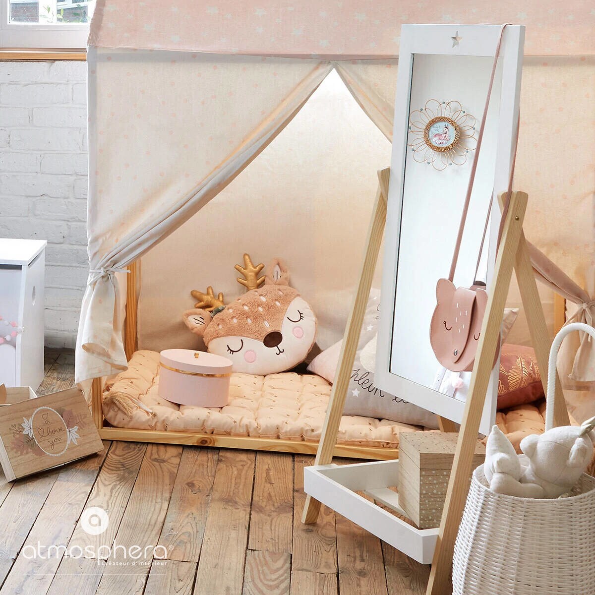 Lustro stojące do pokoju dziecięcego z półką, 102 x 46,5 cm