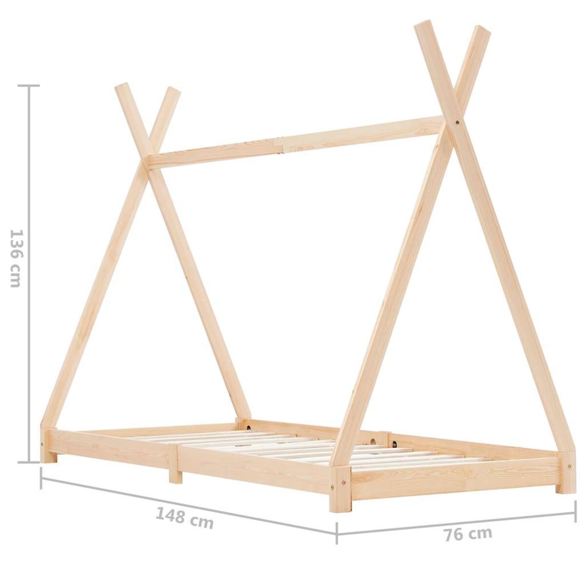 vidaXL Rama łóżka dziecięcego, lite drewno sosnowe, 70 x 140 cm