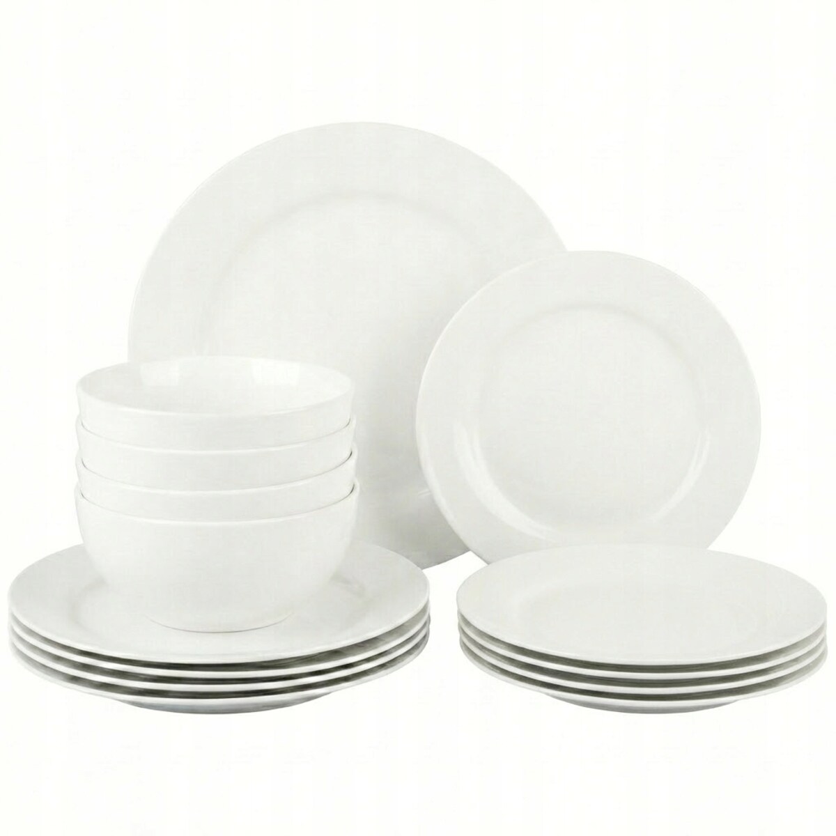 SERWIS OBIADOWY DLA 4 OSÓB ZESTAW TALERZY BIAŁY CERAMICZNY 12 el NOWOCZESNY