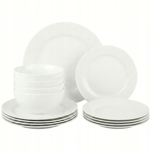 SERWIS OBIADOWY DLA 4 OSÓB ZESTAW TALERZY BIAŁY CERAMICZNY 12 el NOWOCZESNY