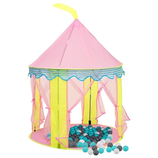 vidaXL Namiot do zabawy z 250 piłeczkami, różowy, 100x100x127 cm