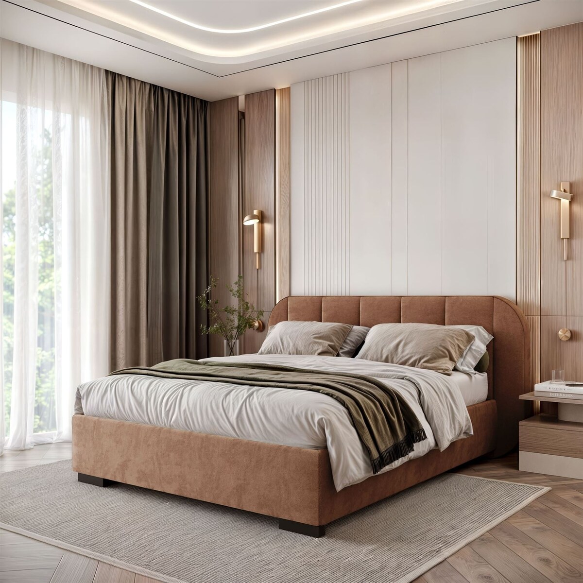 Łóżko tapicerowane AMARA, pojemnik, stelaż 32, 140x200, Royal Velvet 87198