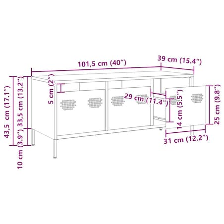 vidaXL Szafka RTV, biała, 101,5x39x43,5 cm, stal walcowana na zimno