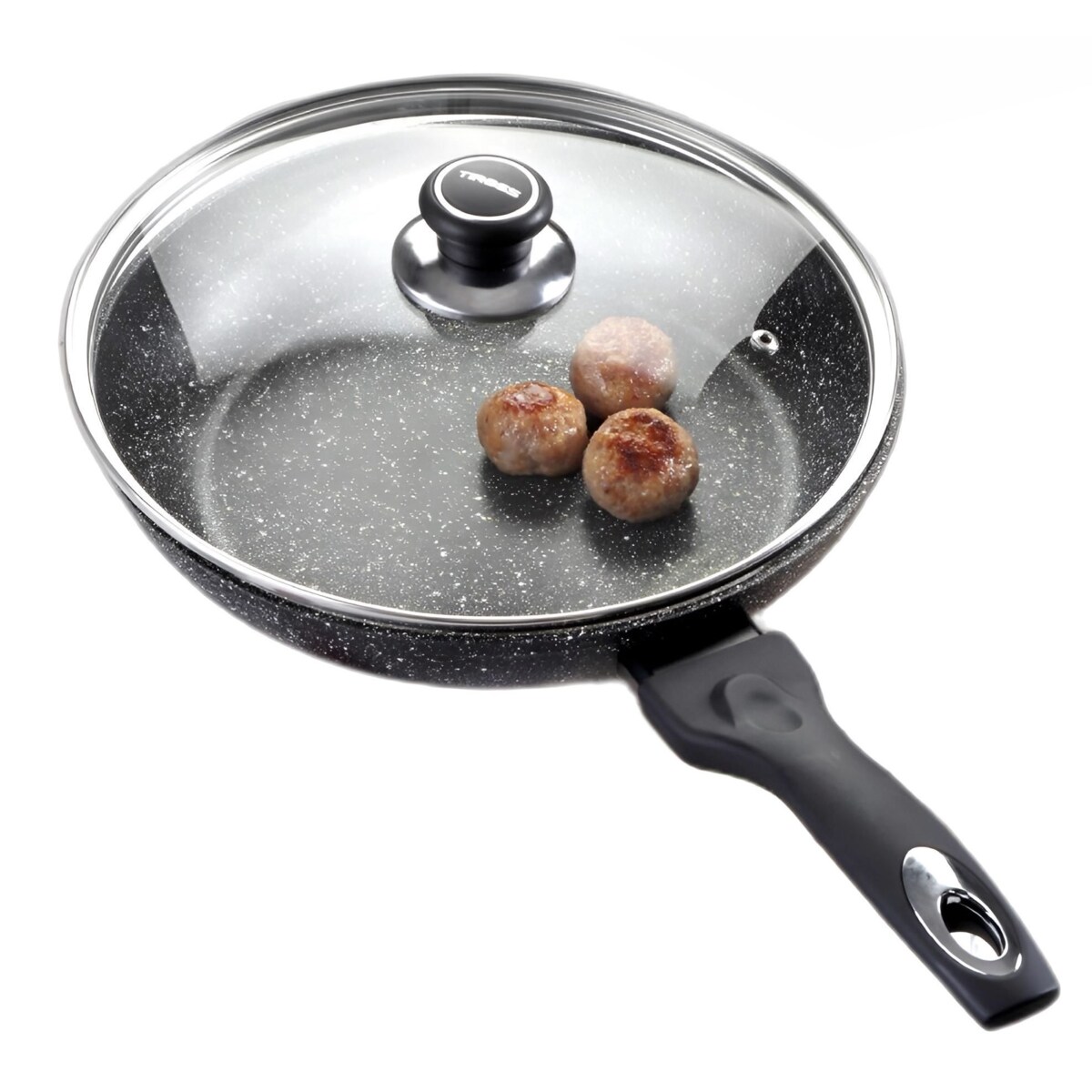 Patelnia marmurowa z pokrywką 24cm na gaz INDUKCJA nieprzywierająca TIROSS