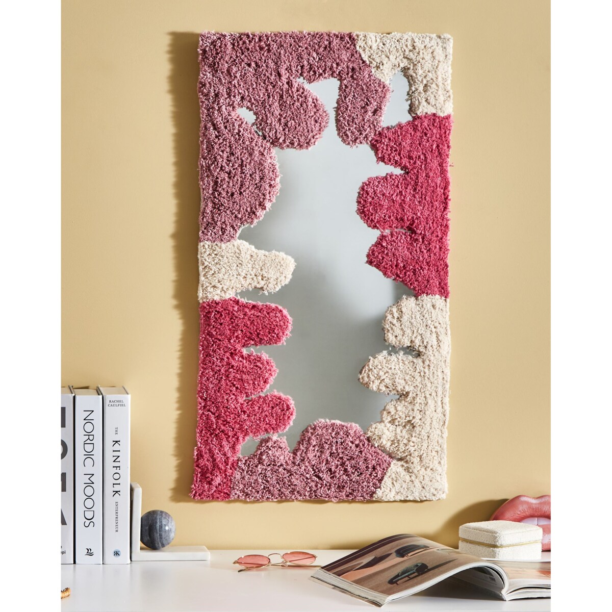 Lustro ścienne CAGERI 41 cm 75 cm Bawełna Różowy