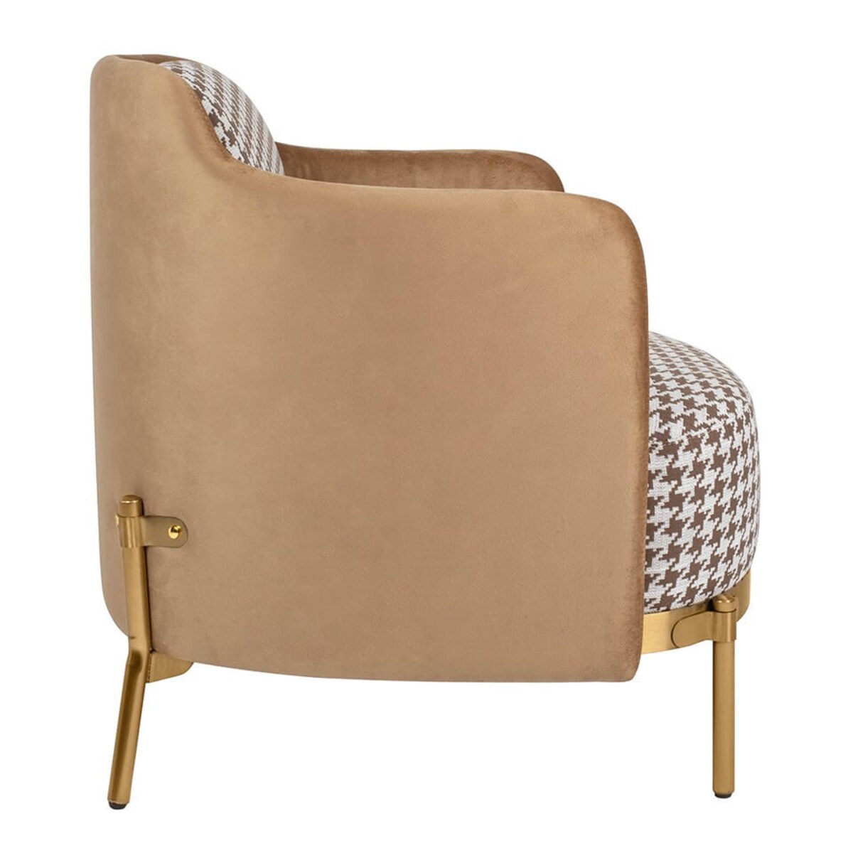 Wygodny fotel do salonu Venice KH1501100158 pepitka brązowy złoty, King Home