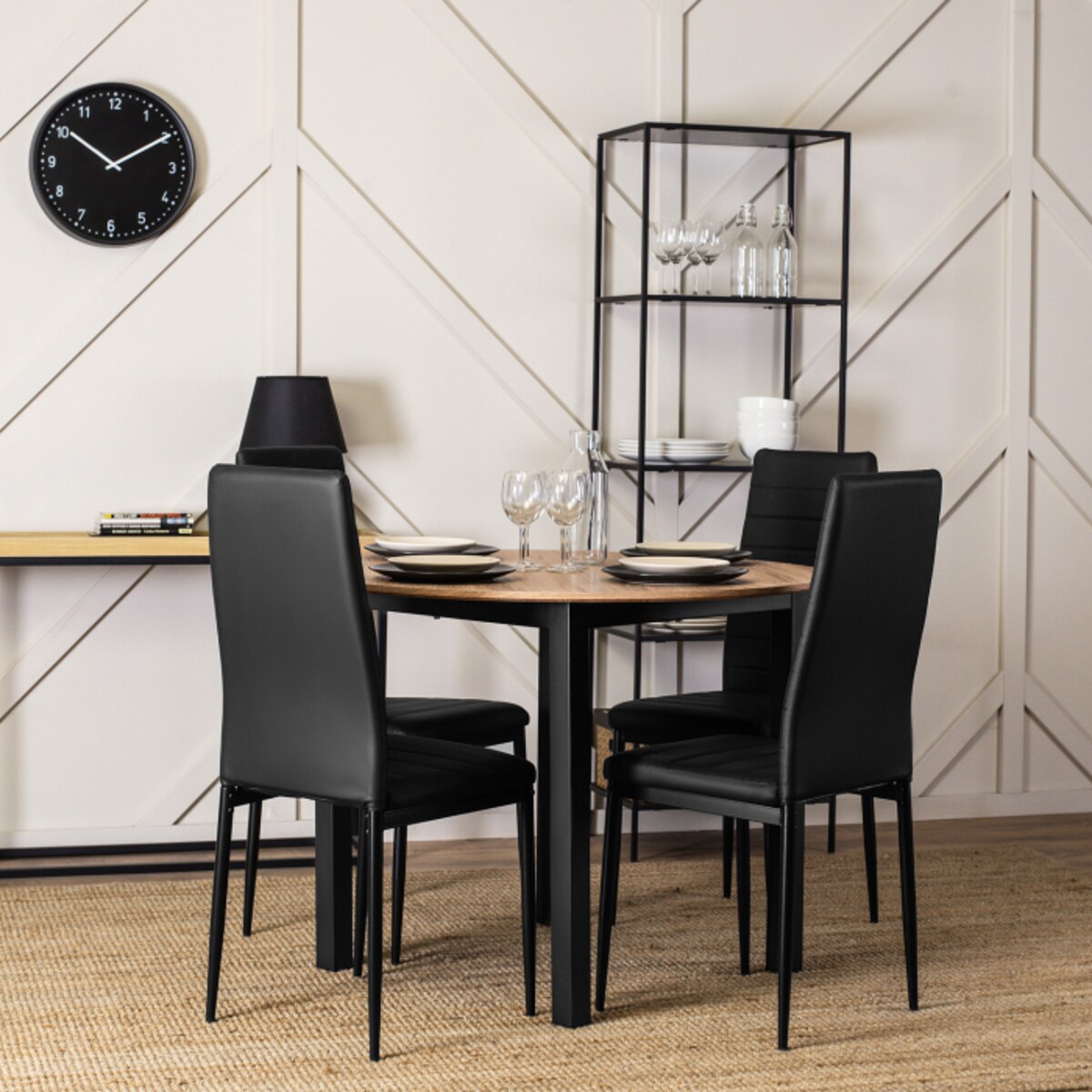 Krzesło Tapicerowane Pikowane Do Jadalni Kuchni Loft Czarne NARIS