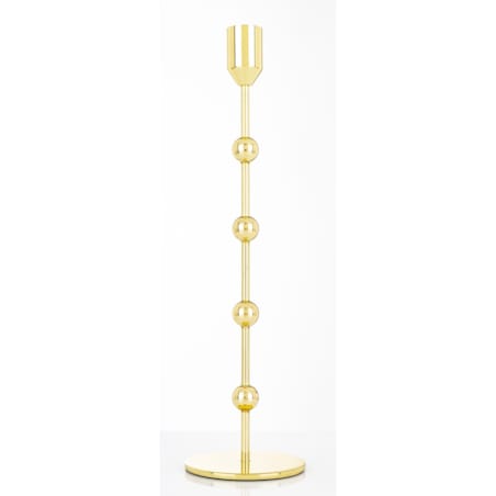 Świecznik metalowy złoty 29x8 x8 cm SOTILLE z 4 kulkami