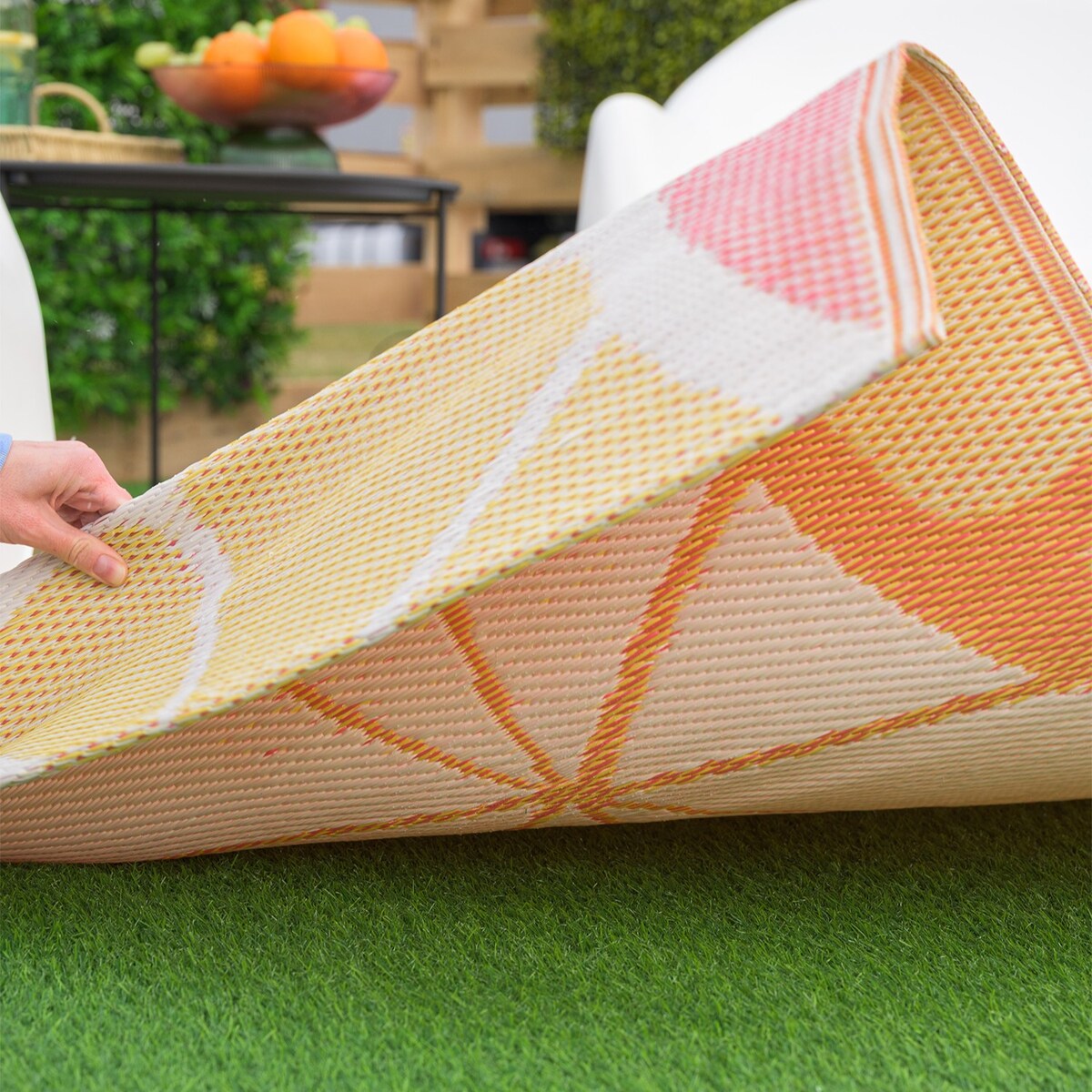 Dywan zewnętrzny tkany na płasko 120x170 cm e-floor cytryny żółty