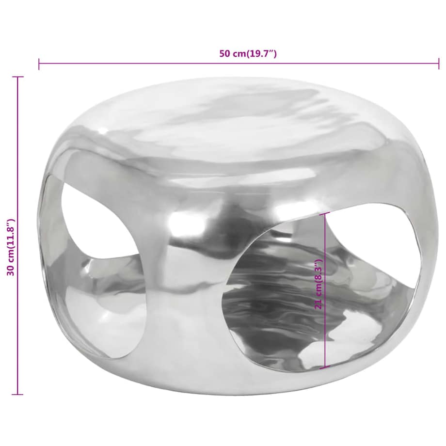 vidaXL Stolik do kawy z aluminium, 50x50x30 cm, srebrny