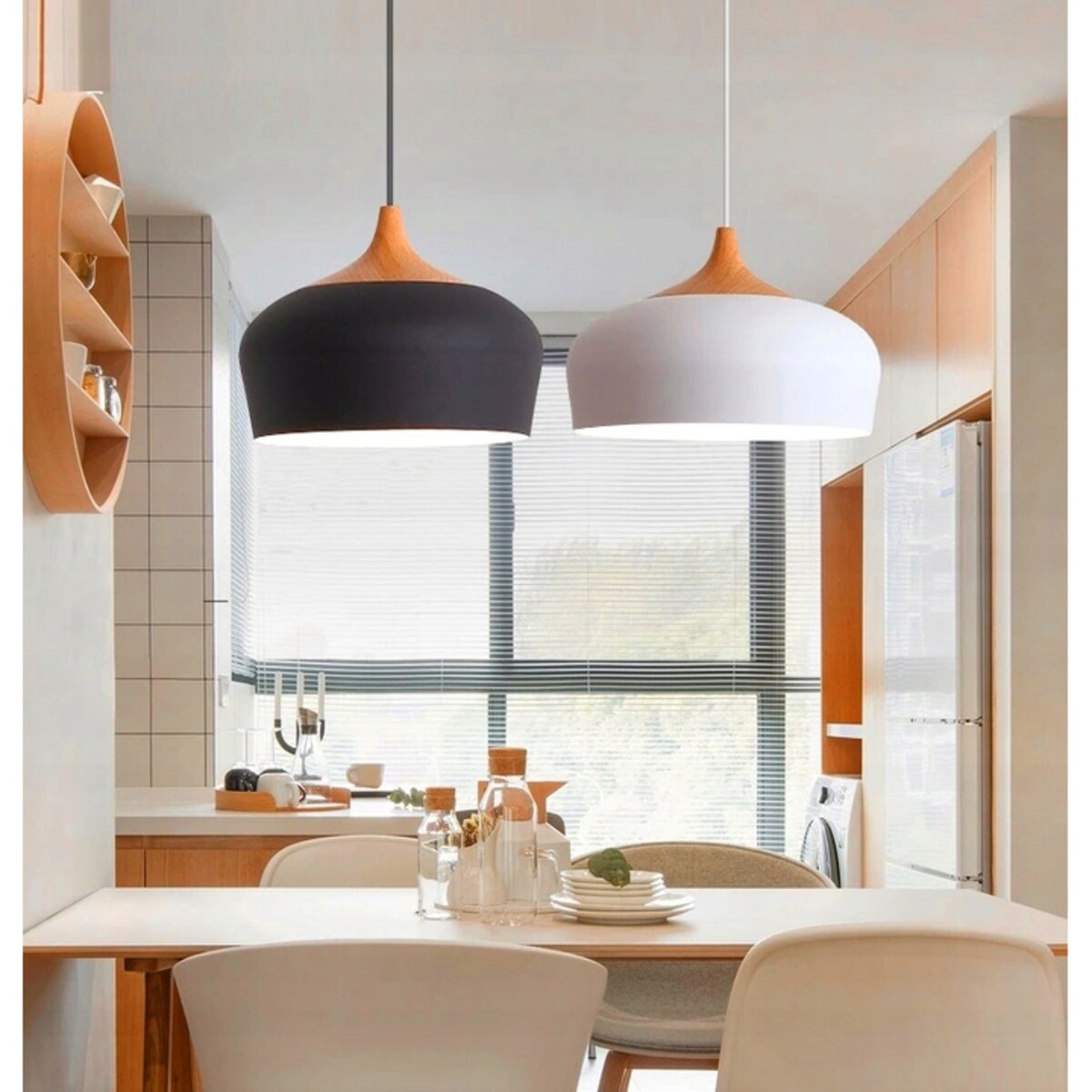 Lampa Wisząca Nowoczesna Bari Drewno Duża Black