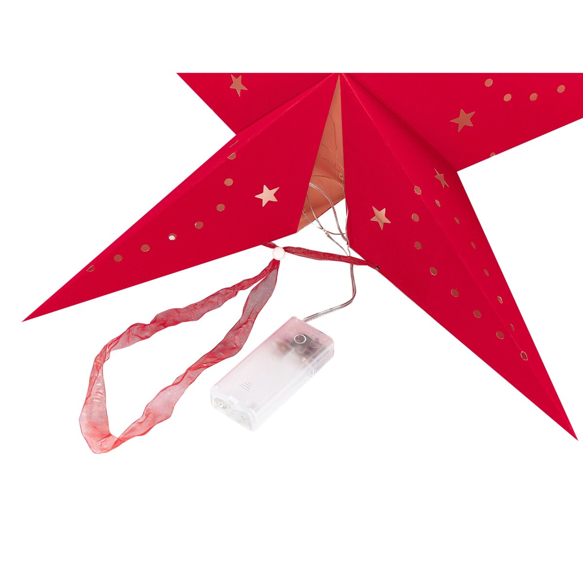 Zestaw 2 wiszących gwiazd welurowych LED 45 cm czerwony MOTTI