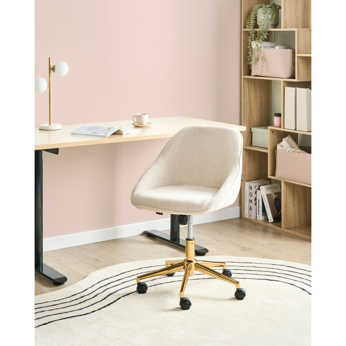 Krzesło obrotowe BARDSDALE Welur Jasnobeżowy