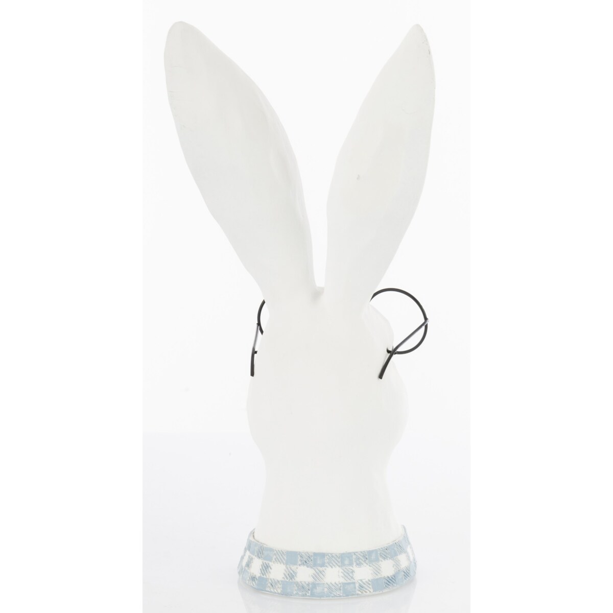 Figurka ceramiczna - popiersie króliczka w okularach i uszkach w kratkę