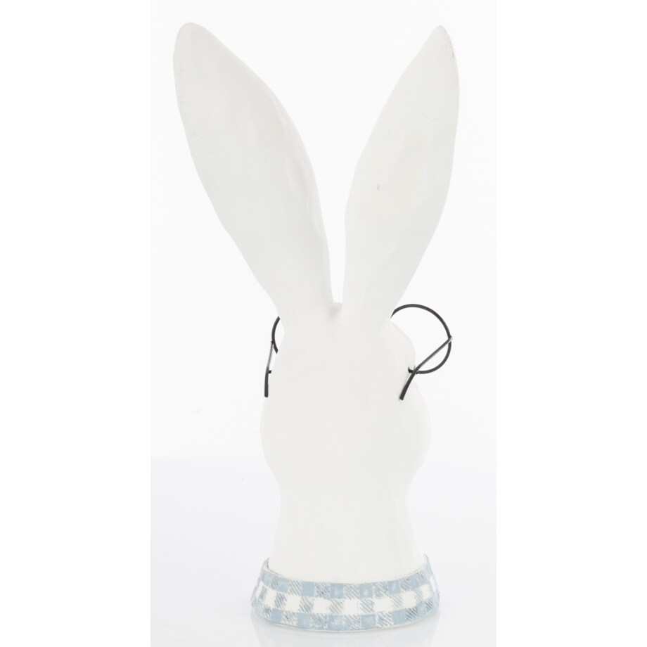 Figurka ceramiczna - popiersie króliczka w okularach i uszkach w kratkę
