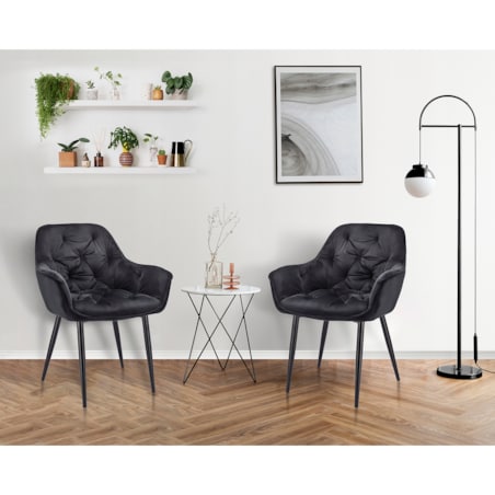 Krzesło welurowe tapicerowane LARGO czarne
