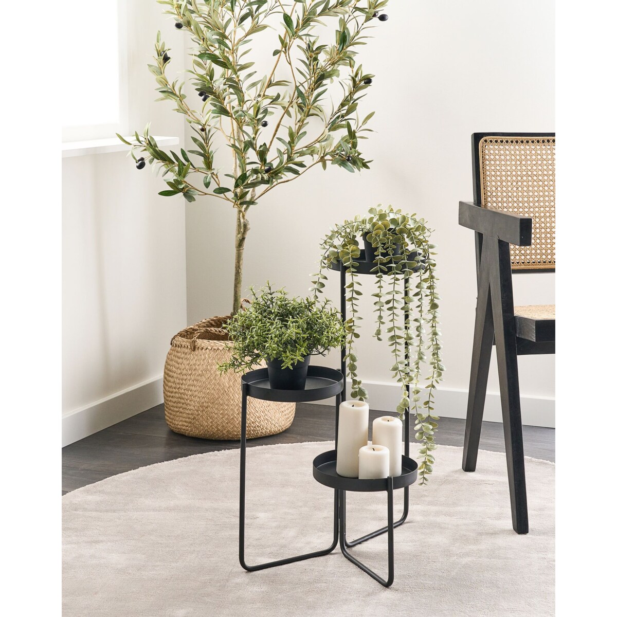 Doniczka na stojaku metalowa czarna FRAGARIA