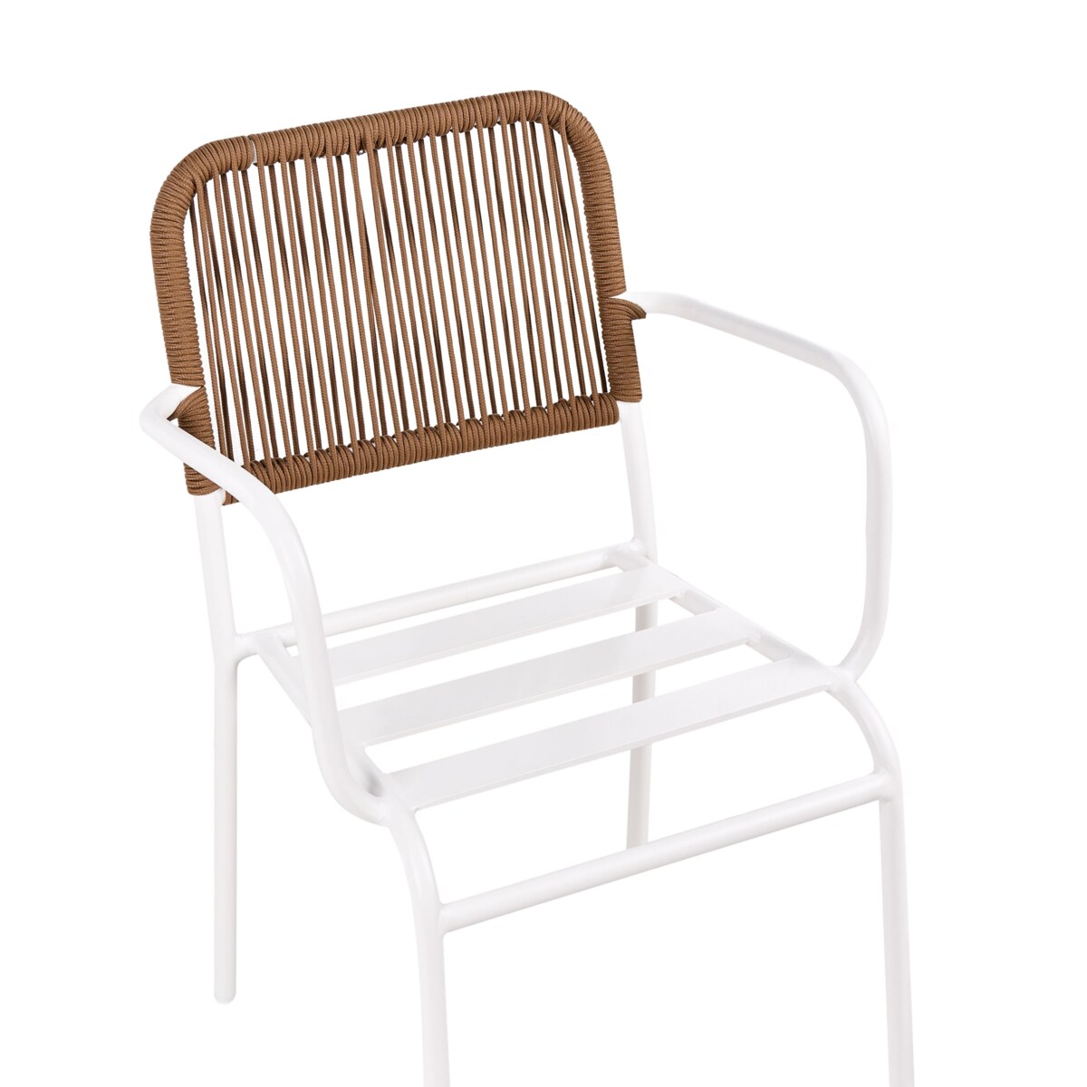 Zestaw 4 krzeseł ogrodowych z poduszkami TACENO Metal Biały