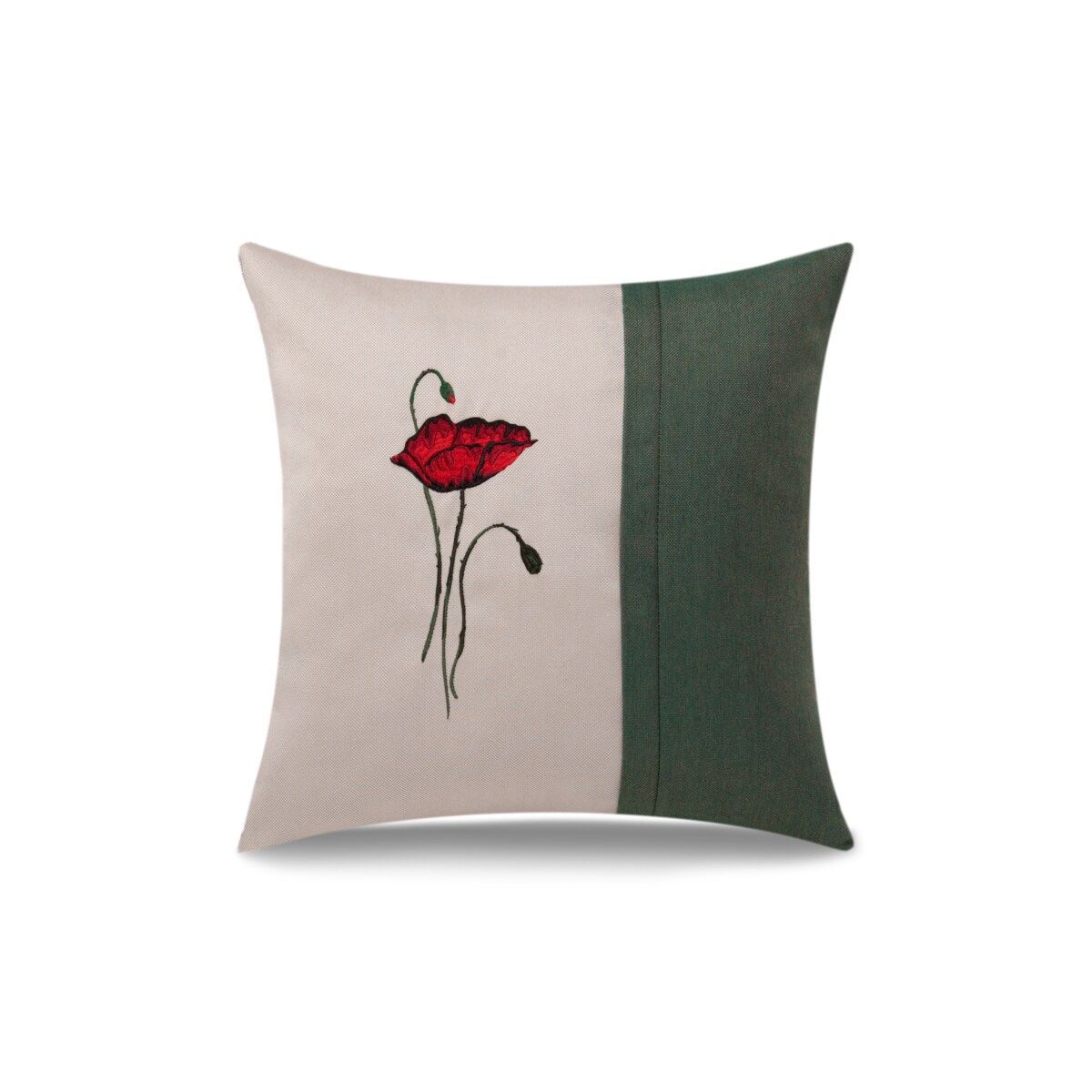 Poduszka dekoracyjna Mak Szmaragd 45 x 45 cm