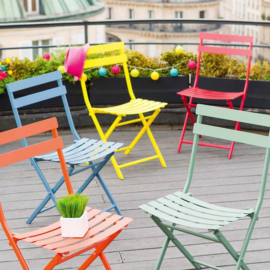 KRZESŁO SKŁADANE metalowe Greensboro ogrodowe grafitowe