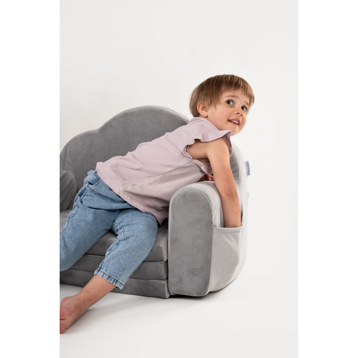 Fotelik piankowy rozkładany - szary