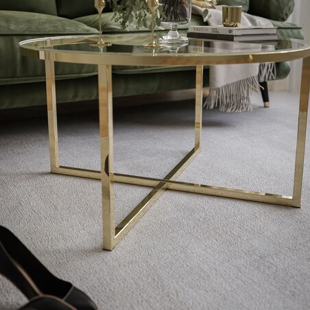 Stolik kawowy CIRI-X złoty chrom przeźroczyste szkło