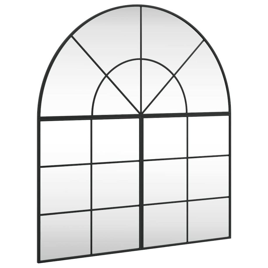 vidaXL Lustro ścienne, czarne, 100x110 cm, zakończone łukiem, żelazo