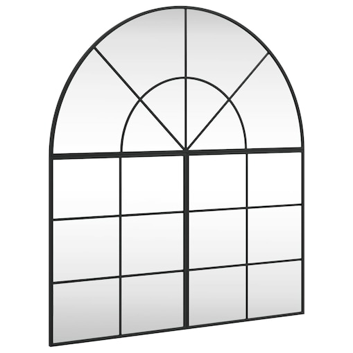 vidaXL Lustro ścienne, czarne, 100x110 cm, zakończone łukiem, żelazo