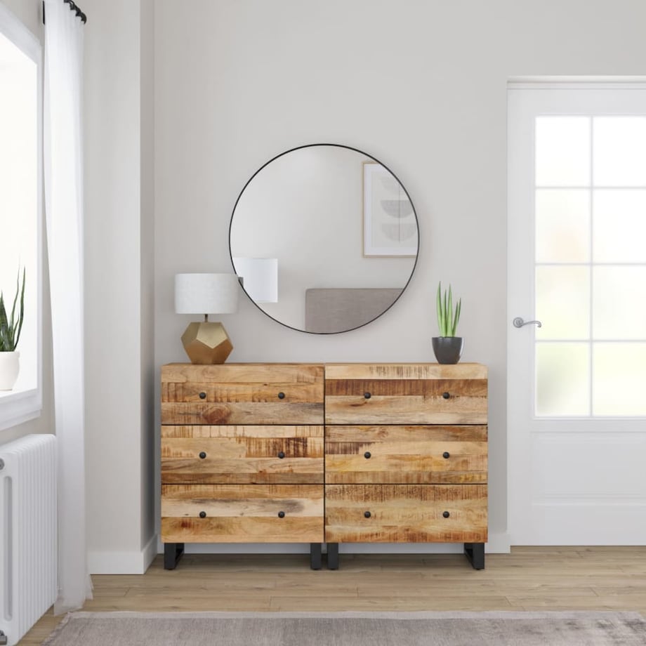 vidaXL Szafki, 2 szt., 60x33x75 cm, surowe drewno mango