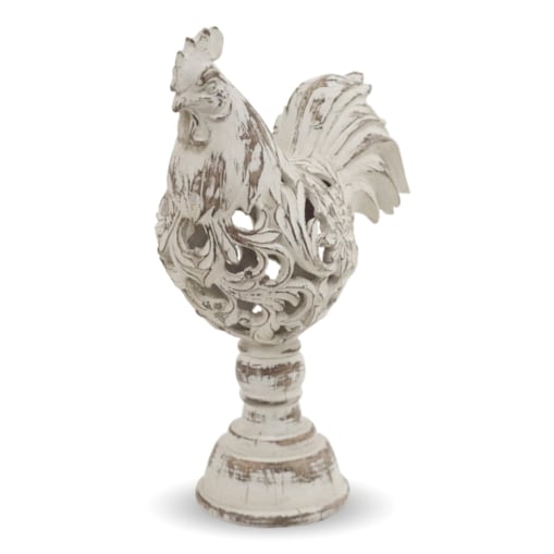 Dekoracja - szaro-brązowy KOGUT 29x21x10,5 cm ażurowy