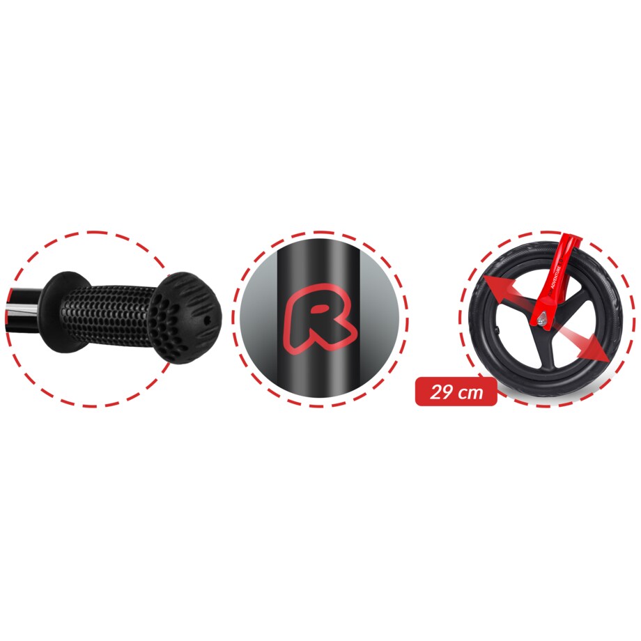 Rowerek biegowy dla dzieci rower dziecięcy lekki Fun Adventure Ricokids czarno-czerwony