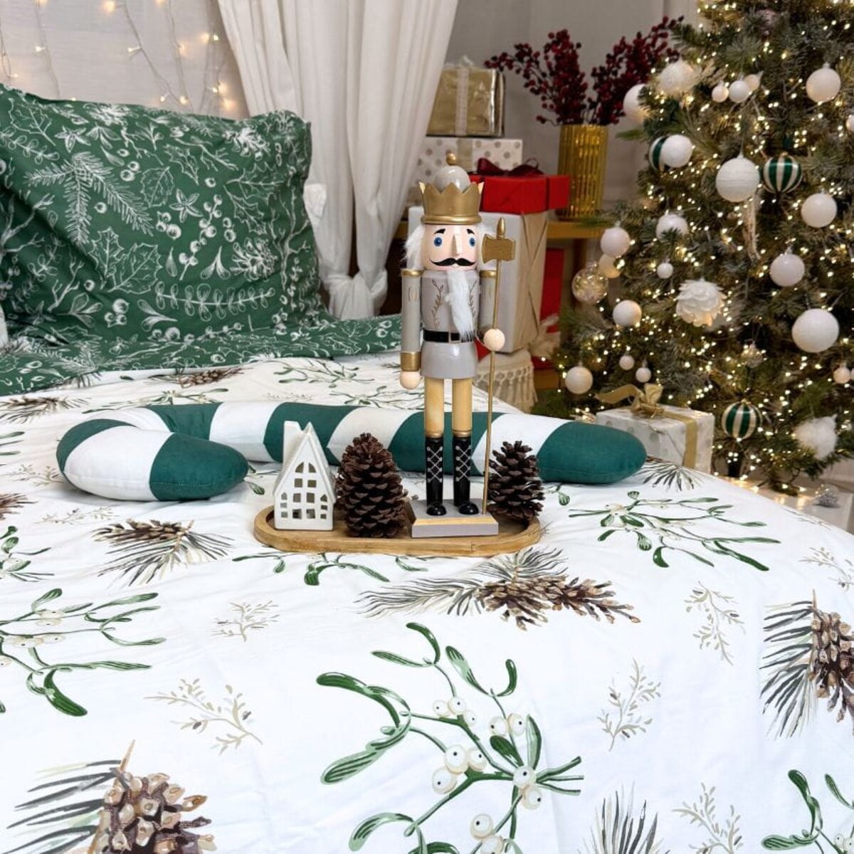 Dwustronna pościel bawełniana Zimowy Las 160x200 cm