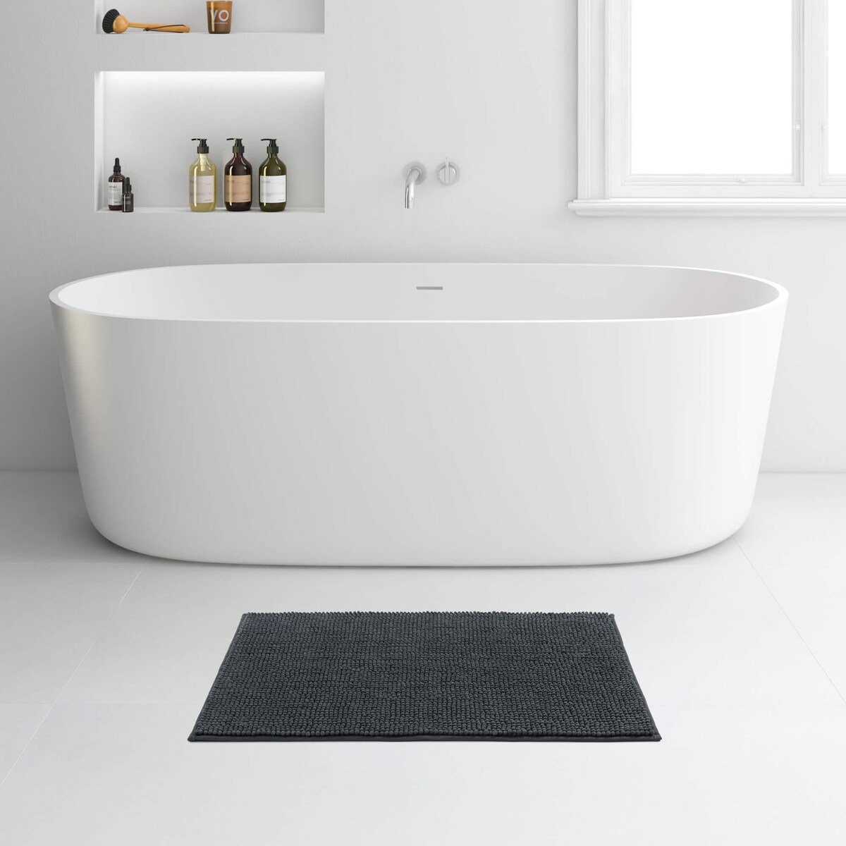 Dywanik łazienkowy Rayen - 80 x 50 cm, Szary