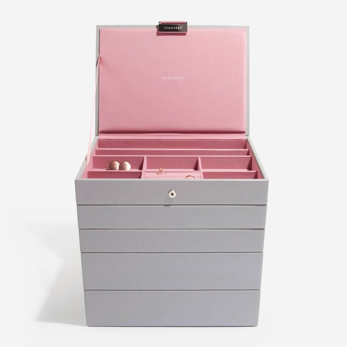 Szkatułka na biżuterię Stackers pięcioelementowa classic szaro-różana