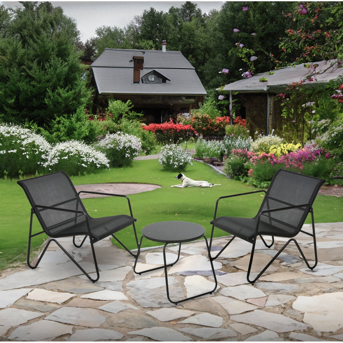 Zestaw mebli ogrodowych, stolik i dwa krzesła