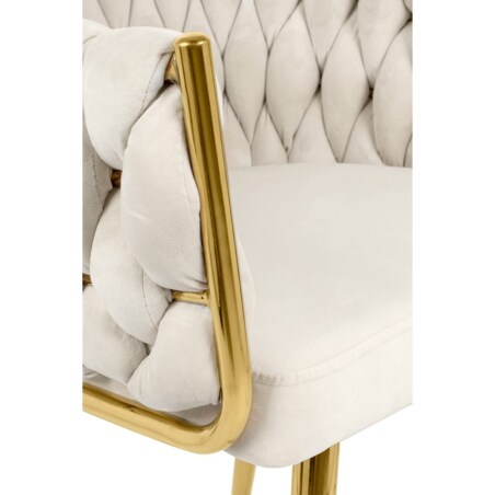 Krzesło TRESSE beżowe - welur, podstawa złota
