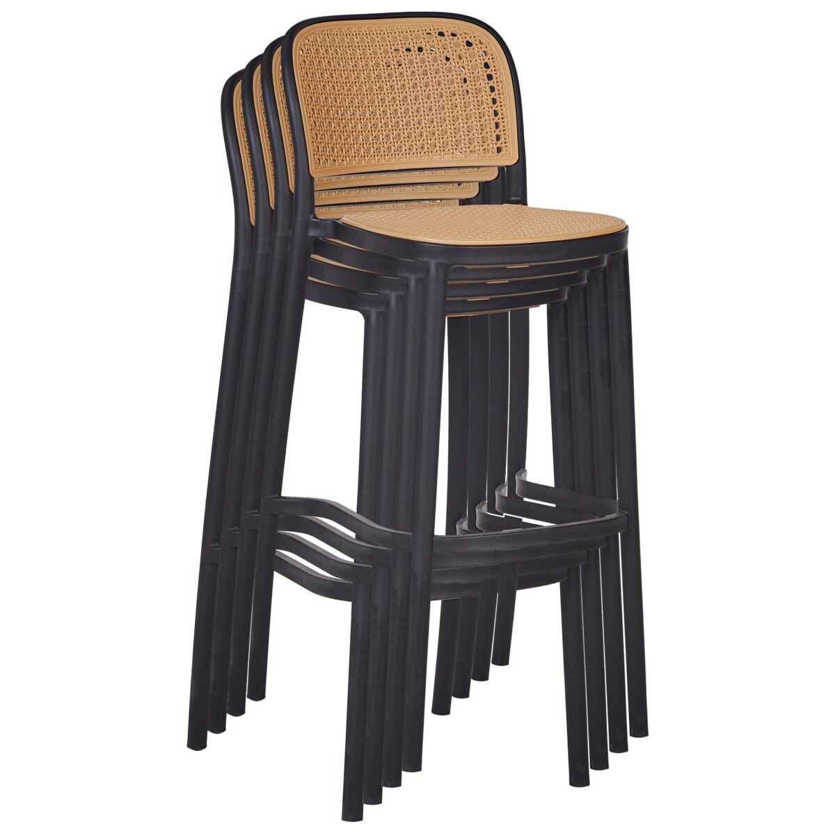 Krzesło barowe Zestaw 4 Materiał syntetyczny Beżowy PLOSE