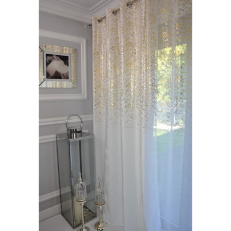 zasłona welurowa "velvet glow" złoty print 140x250 cm przelotki biała