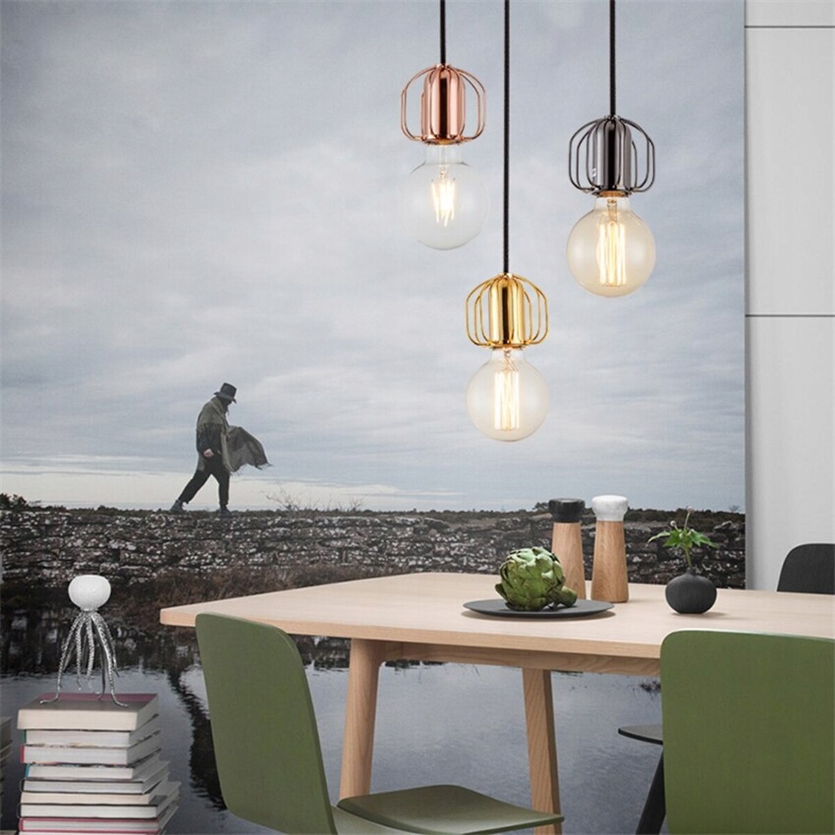 Lampa Sufitowa Wisząca Srebrna W Stylu Loft Chrom