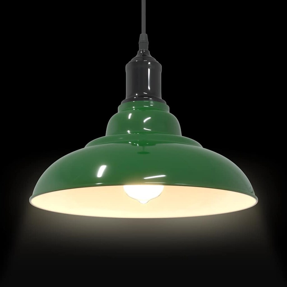 vidaXL Lampa wisząca z regulacją wysokości E27 połysk zielony metal