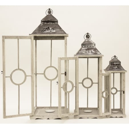 Lampion 3 szt. drewniany 101x35 cm i 79x27 cm SANTHI