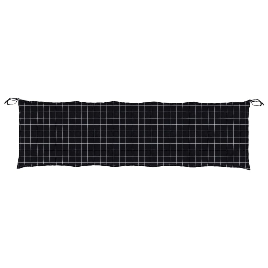 vidaXL Poduszka na ławkę ogrodową, czarna krata, 180x50x7 cm, tkanina