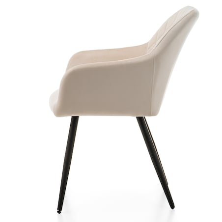 Krzesło tapicerowane TODI welur do salonu jadalni pikowane beżowe