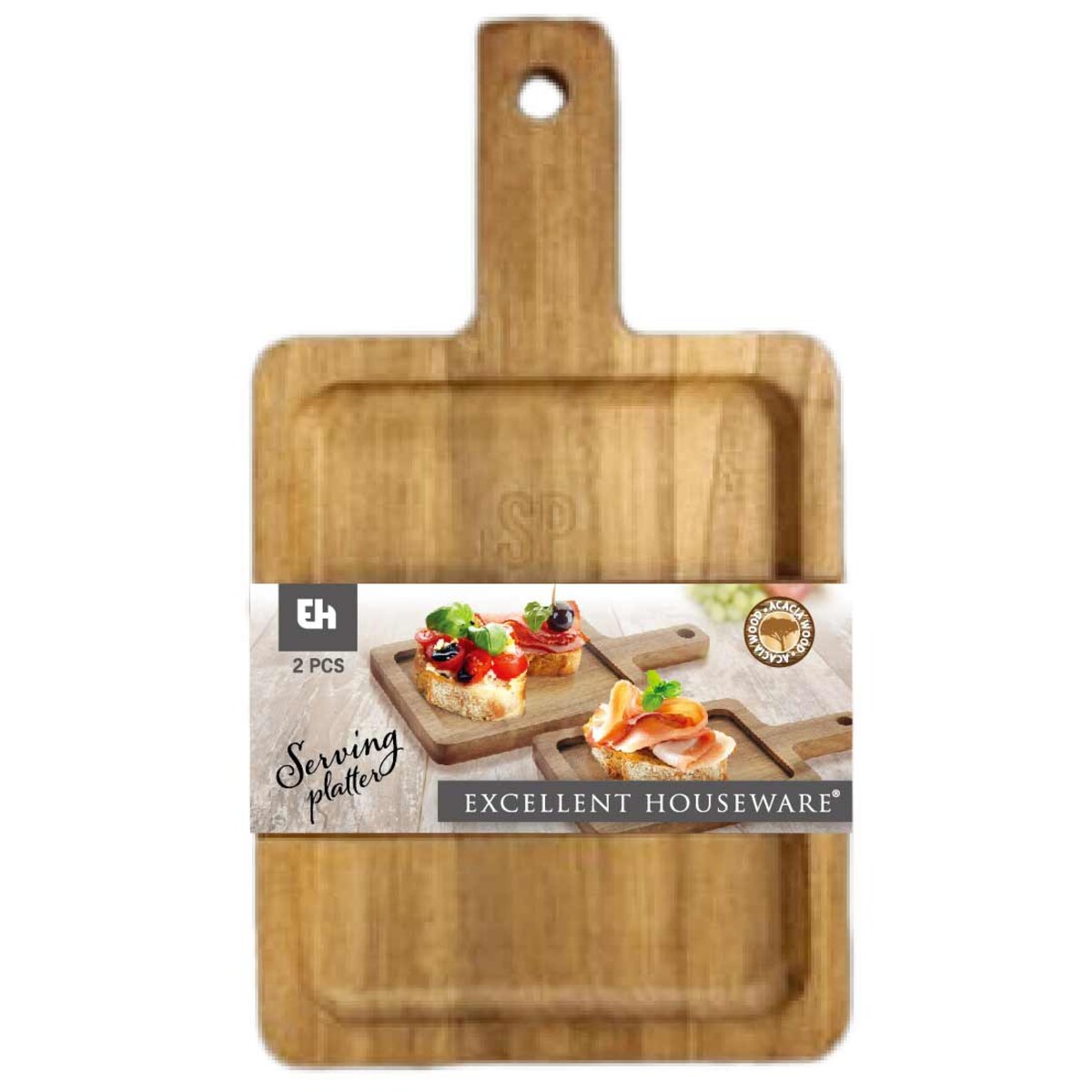 Deska do serwowania z drewna akacji, 2 sztuki