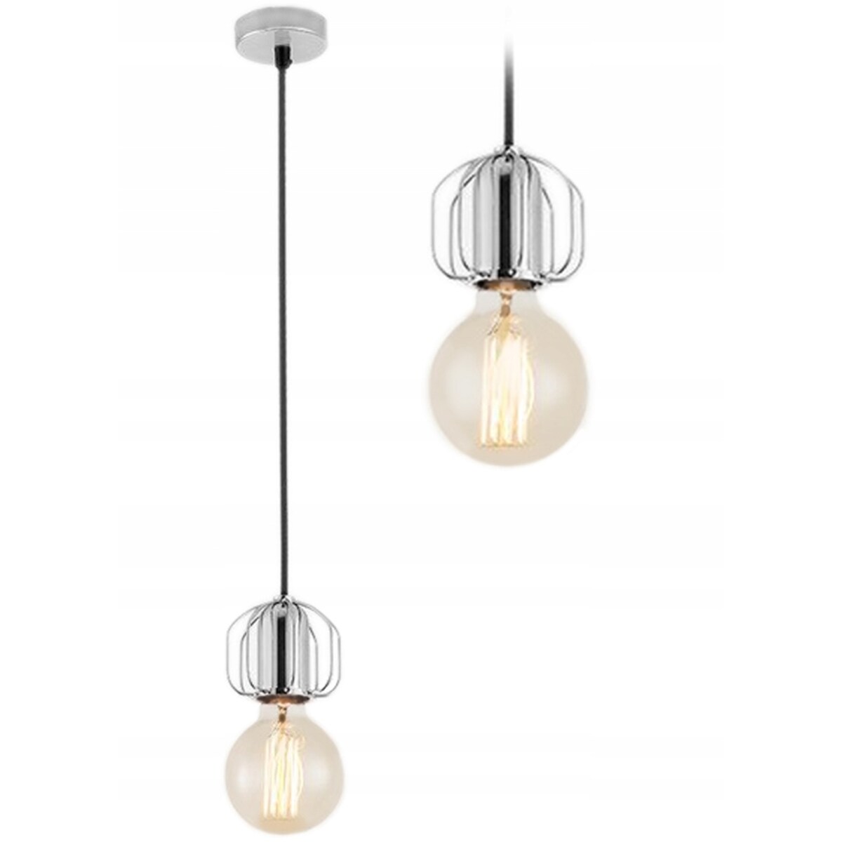 Lampa Sufitowa Wisząca Srebrna W Stylu Loft Chrom