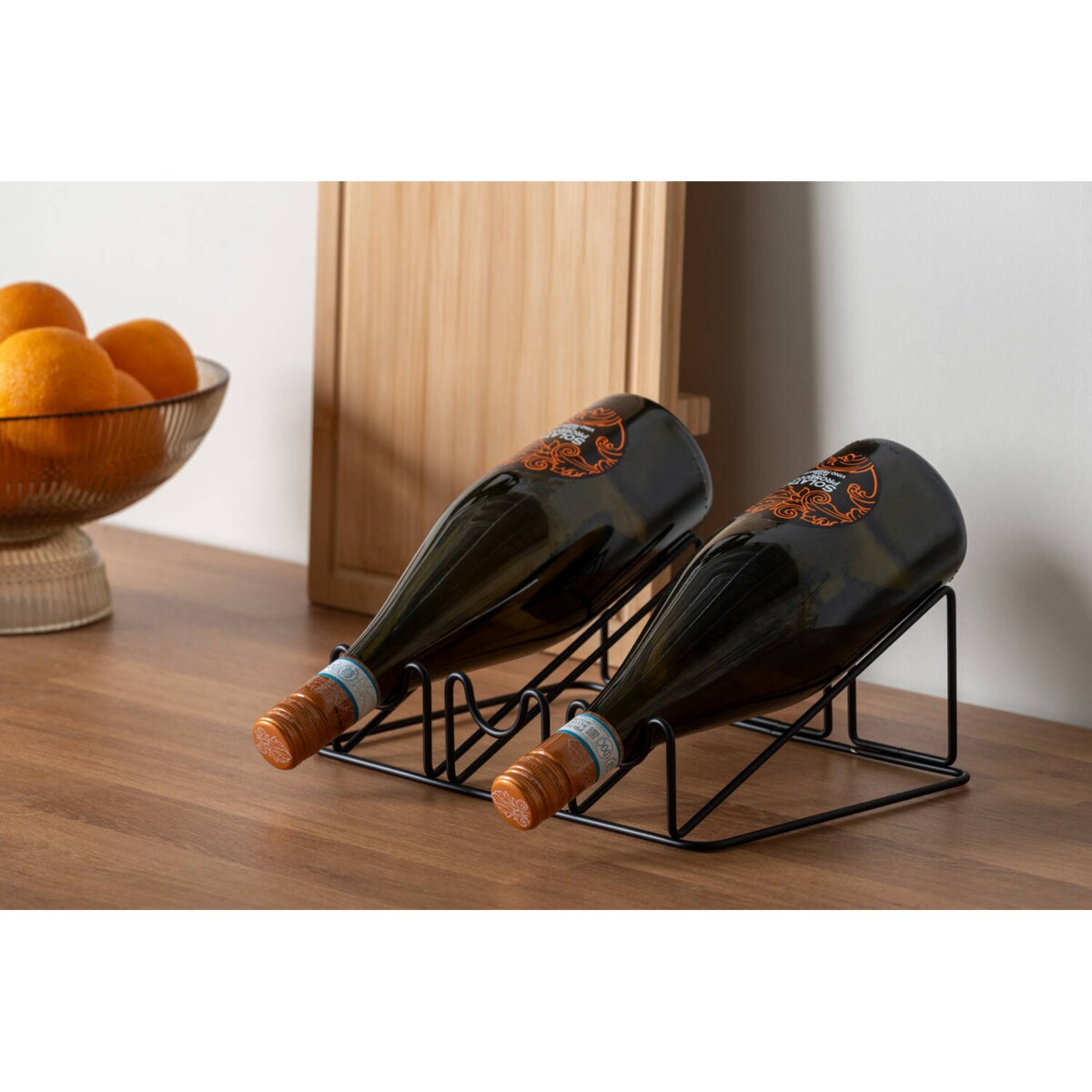 Stojak na wino WIRED, metalowy, 10 x 20 x 28 cm