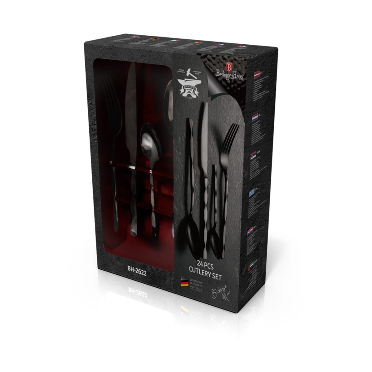 Komplet sztućców 24-elementy czarny połysk Black Royal BerlingerHaus BH-2622