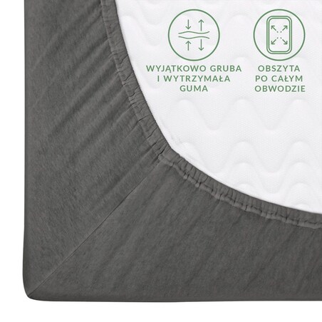 Prześcieradło z bawełny jersey z gumką 120x200 kolor szary PREMIUM