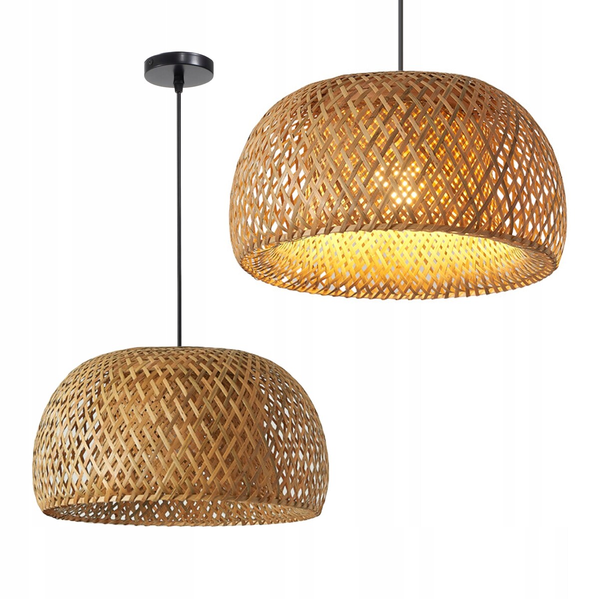 Lampa Wisząca Naturalna Boho Bambusowa Pleciona